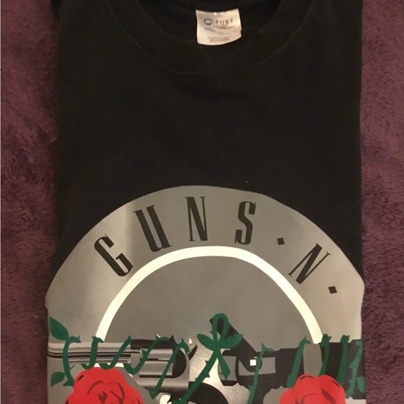C Port & Company Guns & Roses Black Tee- XL - Picture 1 of 10